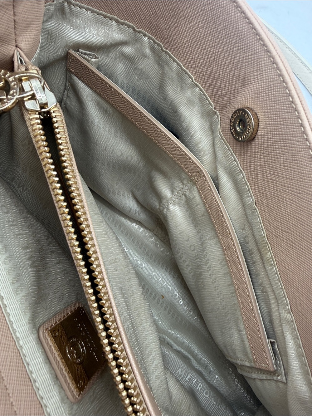 Metro city Structured Blush Satchel with Cream Trim and Tassel Accent - Picture 14 of 15